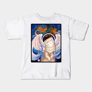 Angel Ferret And Stars - Black Outlined Version Kids T-Shirt